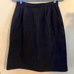 Vtg Plum Tree Womens Skirt Navy Blue Striped Wool Blend Pencil Sz 11/12 Photo 0