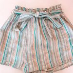 Honey Punch Rainbow Pinstripe Paper bag Shorts Photo 0