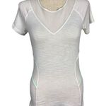 Lululemon  Athletica Workout Mesh Shirt Short Sleeve Womens 4 White Green Striped Photo 0