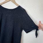 Seed Heritage Dark Navy Linen Short Sleeve Cold Shoulder Top With Tie Detail Photo 2