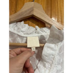 Women’s Gossia White Puff Sleeve Frilly Lace Feminine Jacquard Blouse Size Small Photo 2