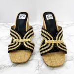 DV Dolce Vita Haady Rafia Straw Wedge Slide Sandals Women Size 10 Black Tan Photo 1