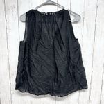 Madewell Shirt Women Size XS Black Cotton V-Neck Tie Collar Sleeveless Blouse Photo 5