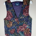 Vintage Best American Clothing Co Floral Vest Fits Womens Small Medium Satin Purple Photo 0