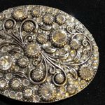 Nocona Swarovski Crystal Western Style Ladies Filigree Rhinestones Belt Buckle Silver Photo 2