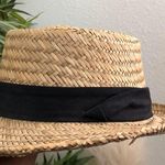 Disney Natural Straw Woven Mickey Mouse Golf Tan Sun Fedora Cowboy Hat Cap Black Band Photo 3