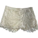 ZARA Basic Lace Shorts Womens Medium Cream Crochet Floral Boho Festival Lined Photo 1