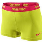 Nike  Pro Combat Dri-fit compression shorts yellow pink white‎ womens size medium Photo 0