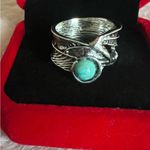 Gorgeous Silver Simulated Turquoise Ring Size 7 Photo 0