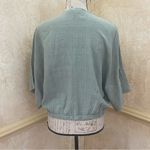 LUQ Anthropologie Hade cropped wrap top green 100% Cotton kimono sleeves Large Photo 4