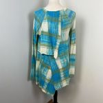Anthropologie  Sparrow Revolution Blue Plaid Sharkbite Open Cardigan Small Photo 3