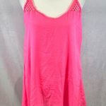 Bright neon pink netted back swim coverup or mini dress size small Photo 0