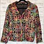 Rainbow colored Graphic pattern Button zipped top with Notched Collar and sheer Pink Photo 0