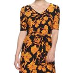 Apt. 9  Dress XL Black Orange Pink V-neck Belted Pockets A-line Flare Mini Photo 6