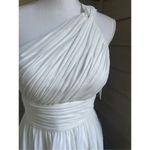 Donna Morgan NWT  One Shoulder Chiffon Pleated Dress Off White Size 4 Photo 8