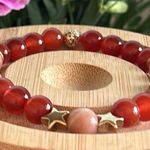 ❤️🧡🌟Handmade Carnelian + Peach Moonstone + Star Hematite + Lava Rock Bracelet Red Photo 0