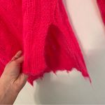 Anthropologie  ANTHRO Posey Stitchy Distressed Sweater Neon Pink Oversized WOOL Photo 10
