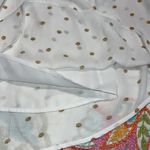 Kaari Blue  size medium women’s blouse ivory with decorative shell fan dot lined Photo 6