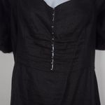 Reformation  Seattle Black 100% Linen Mini Dress Size: 20 Ruffle Ruched Backing Photo 3