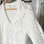 Rebecca Taylor  White Knit Cotton V Neck Sweater Photo 3