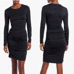 Veronica Beard Daphne Metallic Stripe Ruched Metallic Dress Black Green Small Photo 7