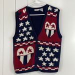 Talbots Vintage  Medium Red, White and Blue Knit Sweater Cardigan Vest Photo 1