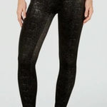 Spanx Shape Small Velvet Black Gold Metallic Textured High Waist Leggings Shine Photo 0