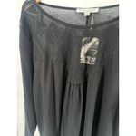 Green Envelope Womens Black Drapey Lace Mix Top Rayon Spandex Size 1X Minimalist Photo 1