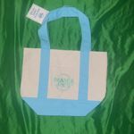 NWT Trader Joe’s Blue and White Mini Paster Canvas Tote Bag Photo 1
