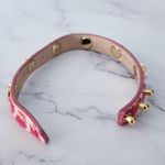 Rustic Cuff Bracelet Pink & White Animal Print with Gold Tone Accents Photo 2