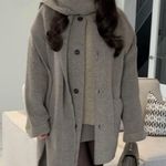ZARA NWT  short knit coat with scarf blogger favorite medium m mink marl Photo 1