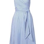 Banana Republic  One Shoulder Pleated Fit & Flare Pinstripe Dress Size 4 Photo 2