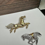Rhinestone Horse Pony Brooch Pin 1 ROMAN Two Tone 1 Gold Tone Lot Of 2 Photo 11