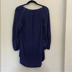 Lucky Brand  Lace Navy Blue Blouse Top Peasant High Low Tassel Size Medium Photo 6