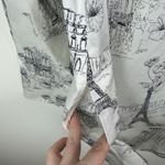 Chico's No Iron Paris Print Button Down Shirt Sz 1 Medium Long Sleeve Travel Chic Photo 2