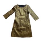 ZARA Trafalac Metallic Bronze/Gold Mini Dress 3/4 Sleeve Size Large Bodycon Photo 2