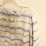 Denim & Co . Beach Long Sleeve Striped Gauze Tunic Size Medium Photo 5