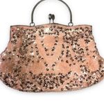 Sequined Peach Beaded Formal Clutch Purse with Crossbody Strap Photo 1