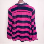 Banana Republic  Sheer Rugby Stripe Button Front Shirt Small Pink Black Photo 5