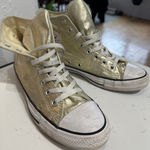 Converse UNISEX CHUCK TAYLOR ALL STAR HI METALLIC SNEAKER Gold, Size 10W, GUC Photo 0