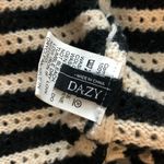 Dazy Striped Black Ivory Crochet Knit Sweater Oversized L Size L Photo 2