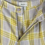 RVCA SZ 27 Downer Shorts Yellow Plaid Pleated Front Pockets High-Rise Zip-Fly Photo 2