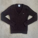 Lacoste V-neck Cable Knit Sweater in Brown Women's 38 Photo 0