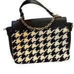 Anne Klein  Top Handle Satchel W/Swag Chain, Black-White Houndstooth w/Black Photo 3