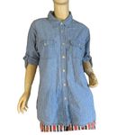 Gloria Vanderbilt VINTAGE 1990'S BLUE DENIM COTTON W/GRID PATTERN TOP (XL) Photo 1
