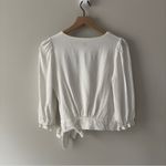 Koko + Mason White Cropped Wrap Top 3/4 sleeve snap v Photo 1