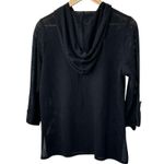 Misook Exclusively  Black Mesh Full-Zip Hooded Jacket 3/4 Sleeves Women's Small Photo 6