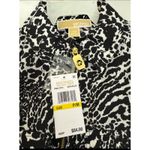 Michael Kors Animal Print Zip Front Jacket Lightweight White Black P/M Photo 5