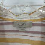 Loft Mustard Yellow Stripe Popover Top Lightweight Beachy Long Sleeve Size L Photo 8