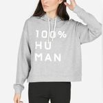 Everlane Hooded Sweatshirt Typography 100–% Human Graphic Grey XXS Drawstring Photo 0